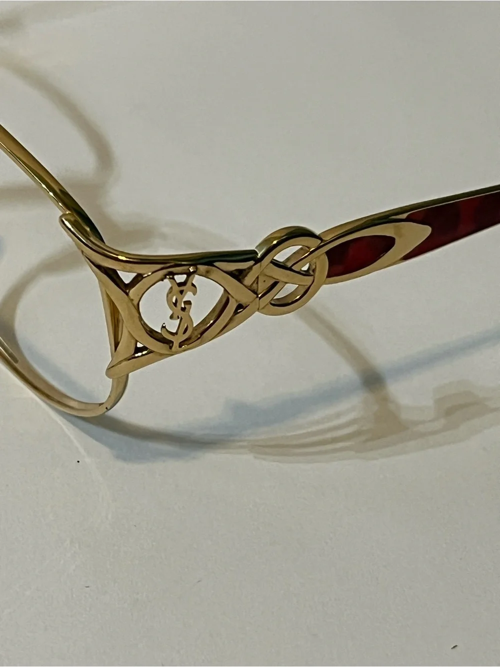 Yves Saint Laurent Gold Frame Glasses with Tortoiseshell Temples